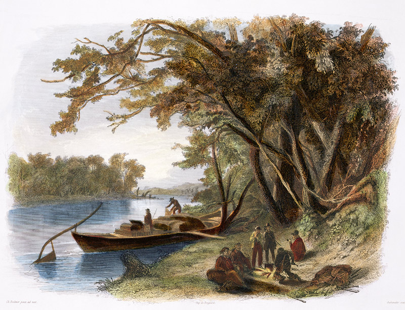Encampment of the Travellers on the Missouri, plate 23 from Volume 1 of 'Travels in the Interior of à Karl Bodmer