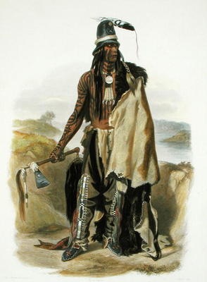 Abdih Hiddisch, a Minitarre Chief, plate 24 from Volume 2 of 'Travels in the Interior of North Ameri à Karl Bodmer