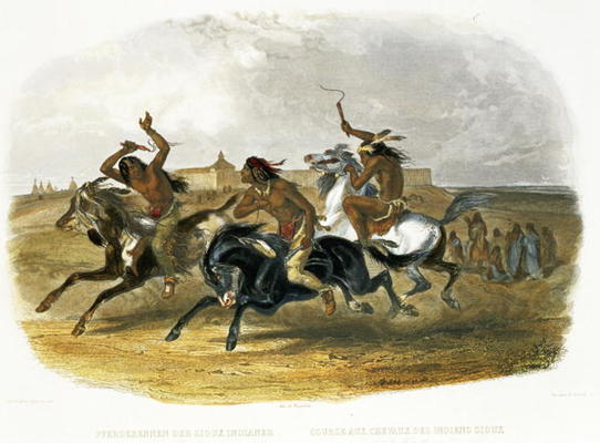Horse Racing of Sioux Indians near Fort Pierre, plate 30 from Volume 1 of 'Travels in the Interior o à Karl Bodmer
