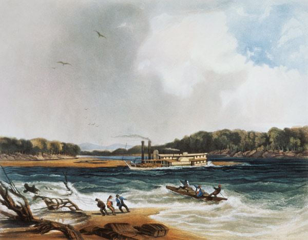 The Steamer Yellow-Stone on the 19th April 1833, plate 4 from volume 2 of `Travels in the Interior o à Karl Bodmer