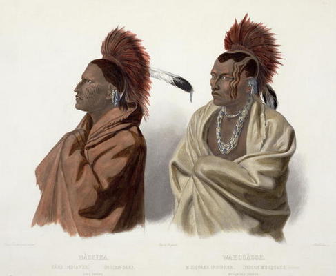 Massika, a Saki Indian, and Wakusasse, a Musquake Indian, plate 3 from Volume 2 of 'Travels in the I à Karl Bodmer