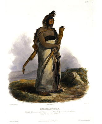 Mexkemahuastan, Chief of the Gros-Ventres of the Prairies, plate 20 from Volume 1 of 'Travels in the à Karl Bodmer