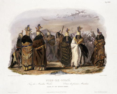 Ptihn-Tak-Ochata, Dance of the Mandan Women, plate 28 from Volume 1 of 'Travels in the Interior of N à Karl Bodmer