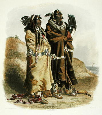 Sih-Chida and Mahchsi-Karehde, Mandan Indians, plate 20 from Volume 2 of 'Travels in the Interior of à Karl Bodmer