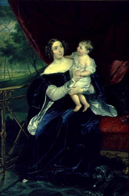 Portrait of Countess O.I. Orlov-Davidov with her Daughter à Karl Pavlovich Bryullov