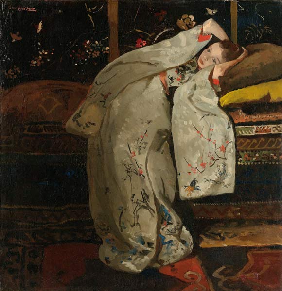 Mädchen in weißem Kimono à Carl Eduard Ferdinand Blechen