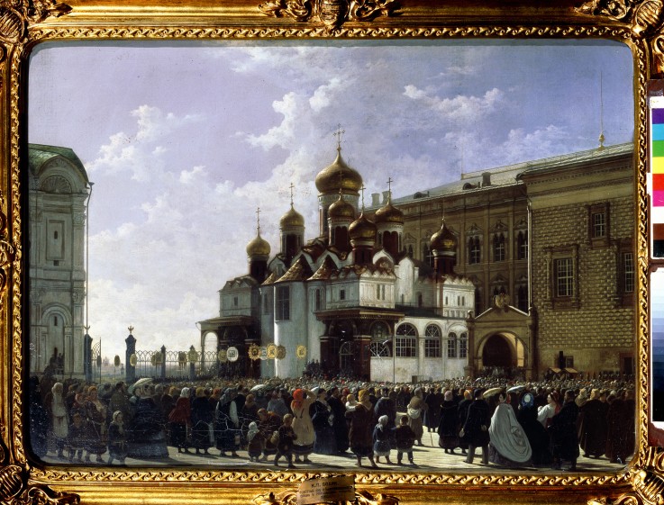 Easter procession at the Maria Annunciation Cathedral in Moscow à Karl-Fridrikh Petrovich Bodri