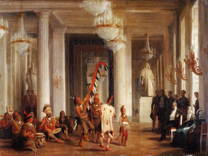 Dance by Iowa Indians in the Salon de la Paix at the Tuileries, Presented by the Painter George Catl à Karl Girardet