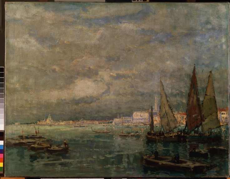 Landscape with boats à Karl Hagemeister