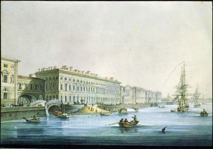 View of the Palace Embankment in St. Petersburg à Karl Petrowitsch Beggrow