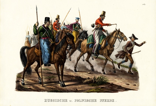 Russian And Polish Horses à Karl Joseph Brodtmann
