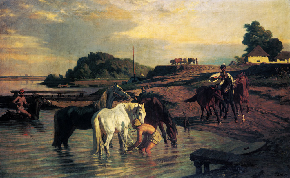 chevaux au Theiss à Károly Lotz