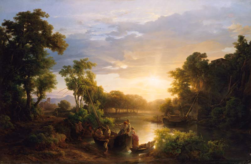 Pêcheurs à un fleuve. à Károly Markó