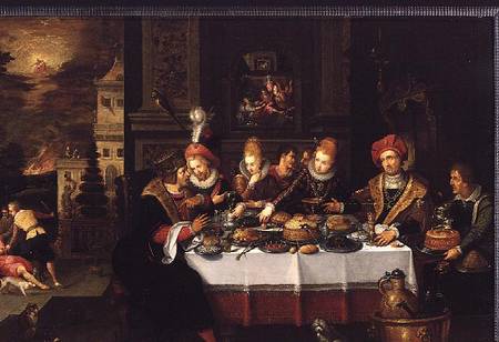 Lazarus and the Rich Man's Table (from Luke XVI) à Kasper or Gaspar van der Hoecke
