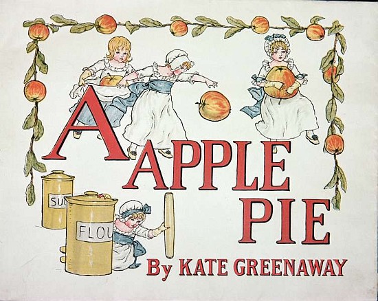Illustration for the letter ''A'' from ''Apple Pie Alphabet'', published 1885 à Kate Greenaway