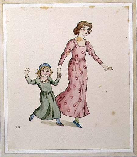 Two Little Girls in Party Dresses à Kate Greenaway