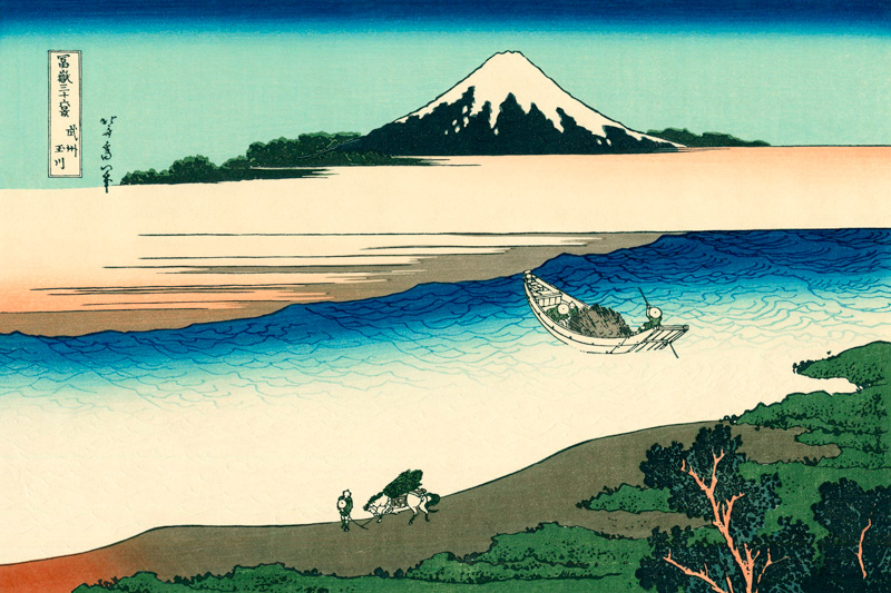 Tama River in Musashi Province (from a Series "36 Views of Mount Fuji") à Katsushika Hokusai