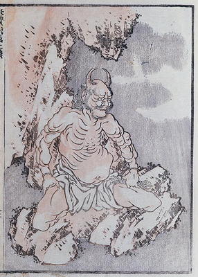 A genie, from a Manga (coloured woodblock print) à Katsushika Hokusai