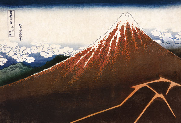 Rainstorm Beneath The Summit (The Black Fuji), From The Series ''Thirty-Six Views Of Mount Fuji'' à Katsushika Hokusai
