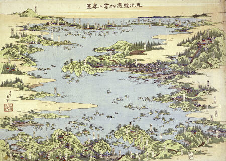 Map Of Shiogama and Matsushima In Oshu à Katsushika Hokusai