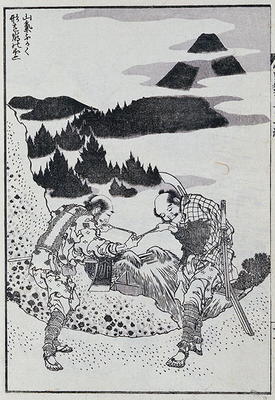 Two men, from a Manga (colour woodblock print) à Katsushika Hokusai