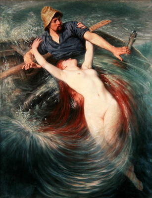 The Fisherman and the Siren (oil on canvas) à Knut Ekvall
