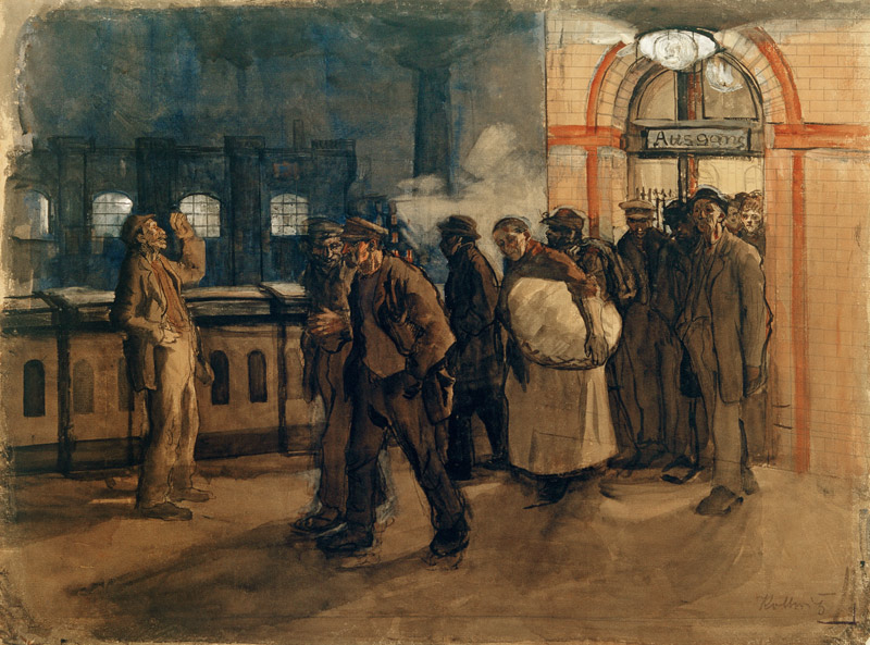 Heimkehrende Arbeiter am Lehrter Bahnhof à Käthe Kollwitz