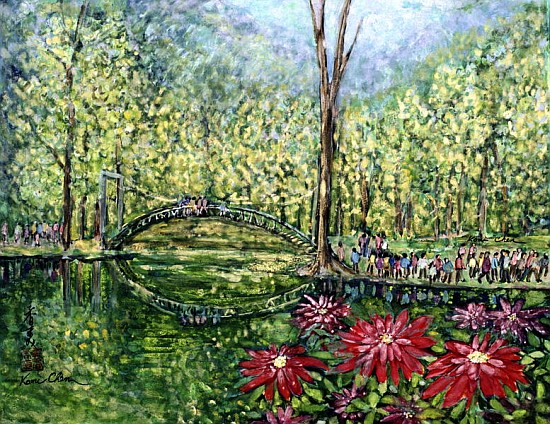 Mirror Bridge, 1993 (gouache on silk)  à Komi  Chen