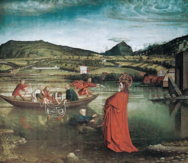 Miraculous Draught of Fishes, from the Altarpiece of Cardinal Francois de Mies, c.1444 à Konrad Witz