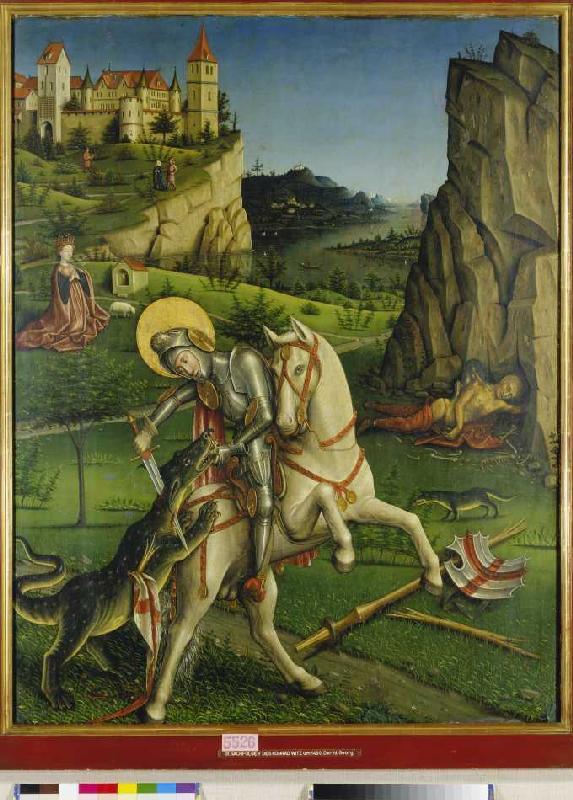 Saint Georges dans la lutte avec le dragon à Konrad Witz (école)