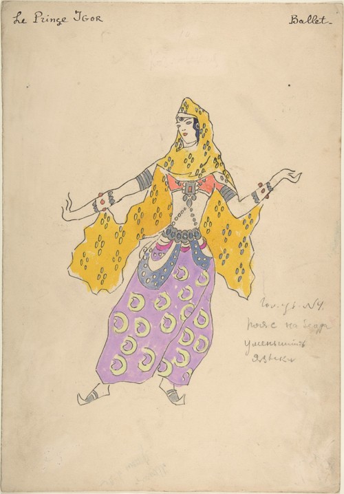 Polovtsian girl. Costume design for the opera Prince Igor by A. Borodin à Konstantin Alexejewitsch Korowin