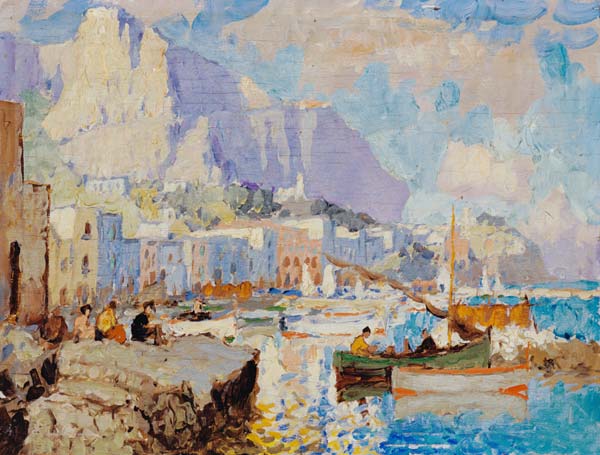 Capri Seascape (oil on panel) à Konstantin Ivanovich Gorbatov