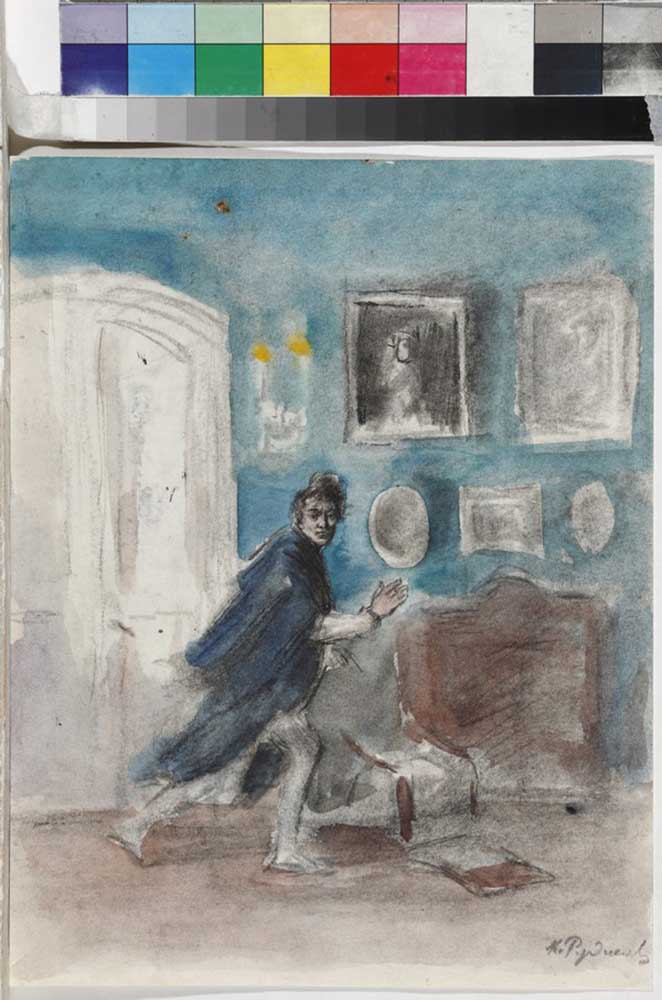 Illustration for the poem Count Nulin by A. Pushkin à Konstantin Iwanowitsch Rudakow