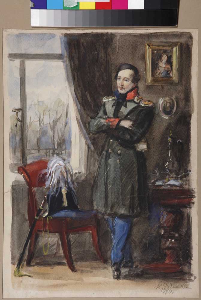 Portrait of the poet Mikhail Yuryevich Lermontov (1814-1841) à Konstantin Iwanowitsch Rudakow