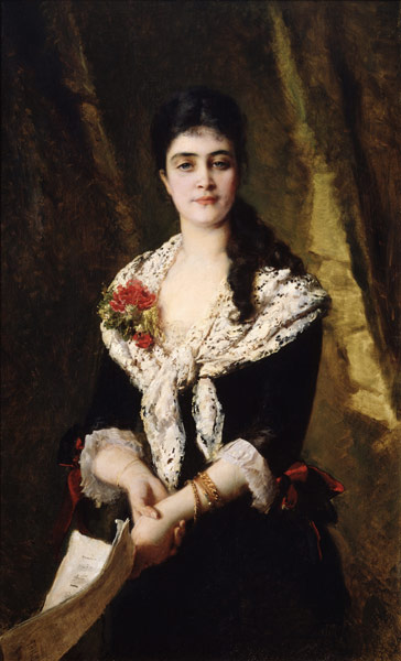 Portrait of the singer A. Panaeva-Kartseva as Tatyana in the opera Eugene Onegin by P. Tchaikovsky à Konstantin Jegorowitsch Makowski
