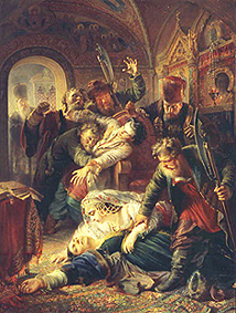 Gedungene Mörder töten den Sohn des Zaren Boris Godunov à Konstantin Jegorowitsch Makowski
