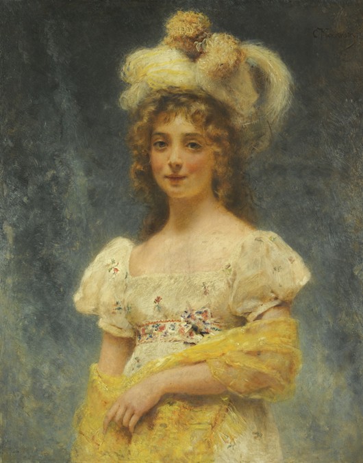 Portrait of a Lady in a Yellow Shawl à Konstantin Jegorowitsch Makowski