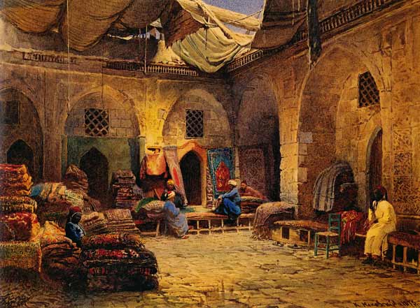 The Carpet Shop in Cairo à Konstantin Jegorowitsch Makowski