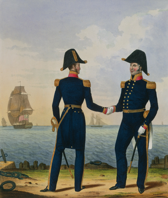 Captains, plate 5 from 'Costume of the Royal Navy and Marines', engraved by the artists, c.1830-37 ( à L. & Eschauzier, St. Mansion
