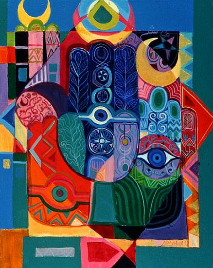 Hands as Amulets I, 1992 (acrylic on canvas)  à Laila  Shawa