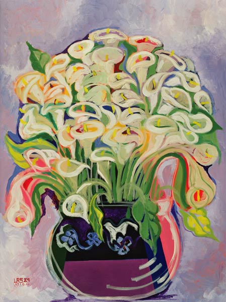 Lilies, 1989 (acrylic on canvas)  à Laila  Shawa