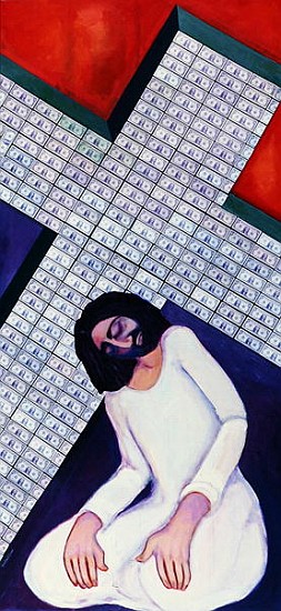 The 2nd Fall, 2000 (acrylic & paper on canvas)  à Laila  Shawa