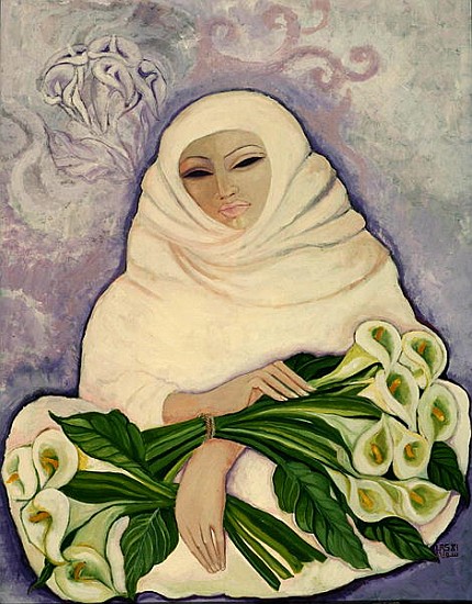 The Lily Seller, 1989 (acrylic on canvas)  à Laila  Shawa