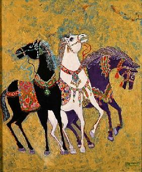 3 Horses, 1975 (acrylic on board) 