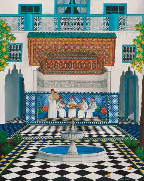 A Riad in Marrakech, 1992 (acrylic on canvas)  à Larry  Smart