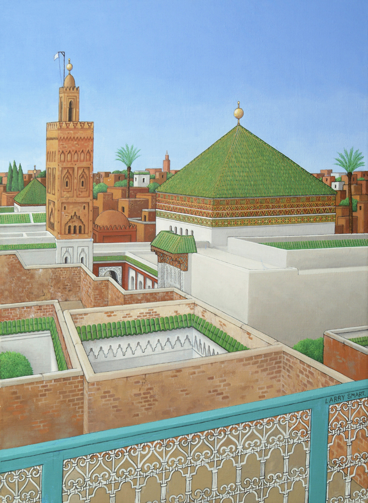 Rooftops, Marrakech (acrylic on linen)  à Larry  Smart