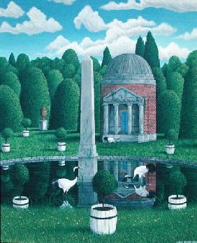Temple, Chiswick House Gardens, 1989 (acrylic on linen) 