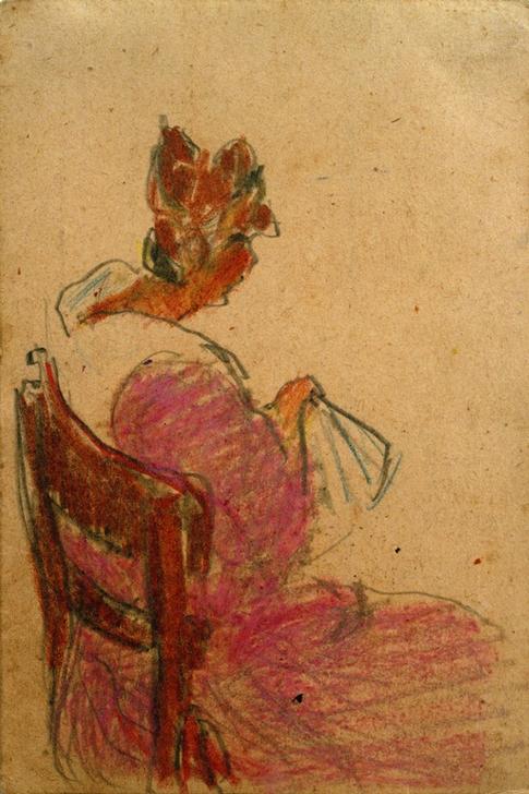 Ohne Titel (Frau auf Stuhl sitzend, von rechts)  à László Moholy-Nagy