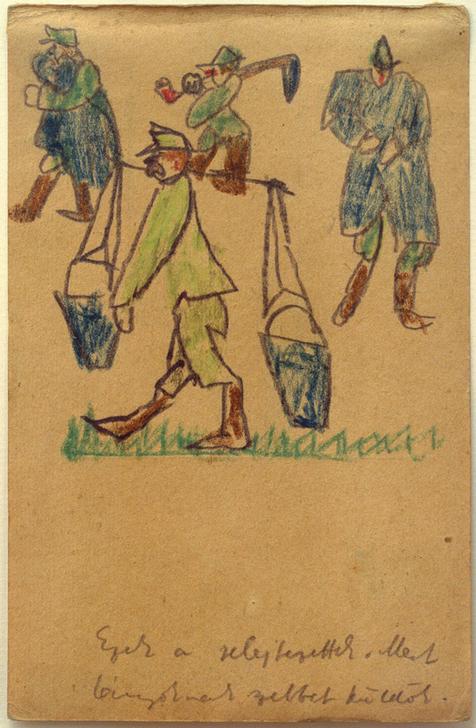 Ohne Titel (Soldat, Wassereimer tragend) à László Moholy-Nagy