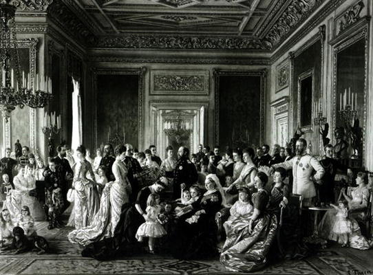 The Family of Queen Victoria, 1887 (engraving) (b/w photo) à Laurits Regner Tuxen